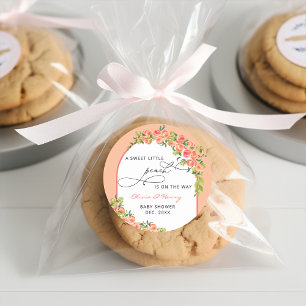 Adesivo Doce Pequeno Chá de fraldas de Pêssego