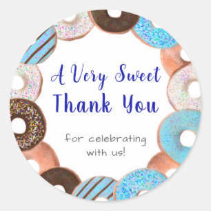 Adesivo Doce Primeiro Aniversário da Donut Agradecimento 