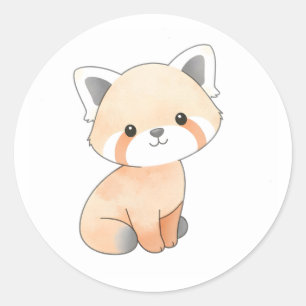 Adesivo Doce Red Panda Watercolor Impressão Sticker