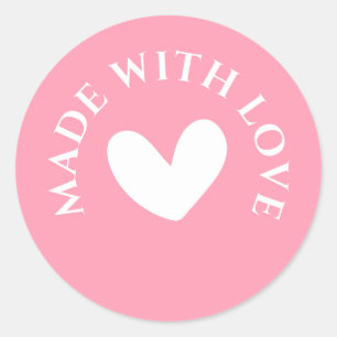 Adesivo Doce Rosa "Feito Com Amor"