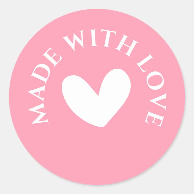Adesivo Doce Rosa "Feito Com Amor" (Frente)