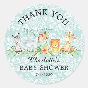 Adesivo Doce Safari Animal Obrigado Baby Favor Sticker