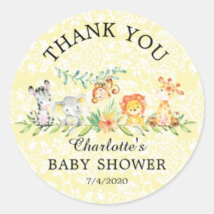 Adesivo Doce Safari Animal Obrigado Baby Favor Sticker