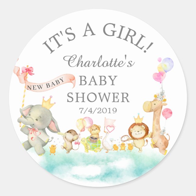 Adesivo Doce Safari Animal Parade Favor Sticker (Frente)