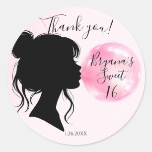 Adesivo Doce Sonho de Bubblegum Rosa Celebração Sweet 16