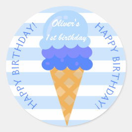 Adesivo Doce sorvete primeiro aniversario azul