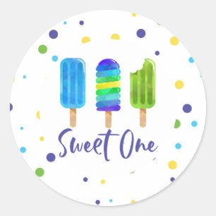 Adesivo Doce Um 1º Aniversário azul verde Pop