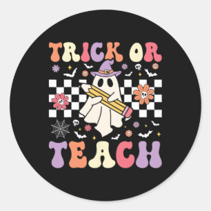 Adesivo Docente De Groovy Halloween Trick Ou Teach Flor
