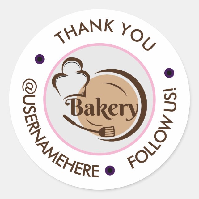 Adesivo Doces Cakes Bakery Watercolor Round Obrigado (Frente)