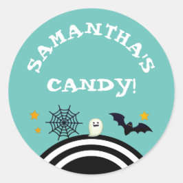 Adesivo Doces de Halloween Personalizados Azul Turquesa pa