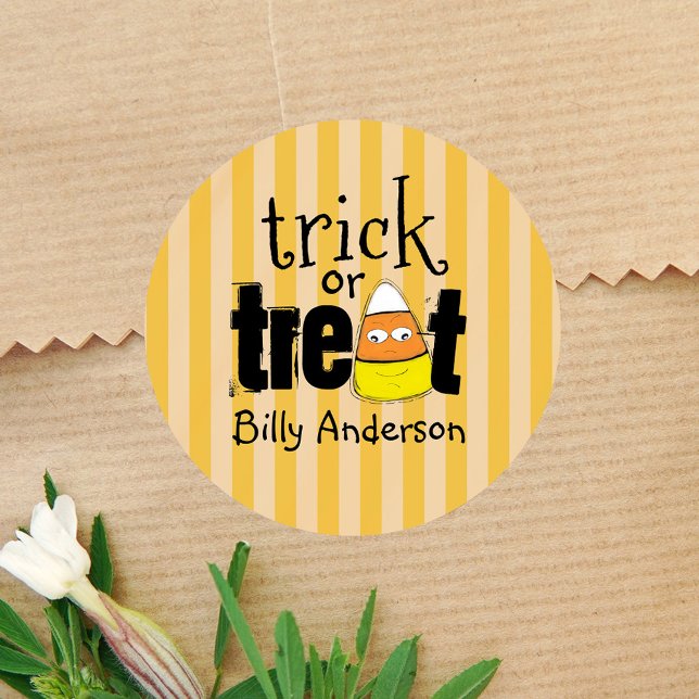 Adesivo Doces de Halloween Personalizados Divertidos (Halloween trick or treat custom sticker)