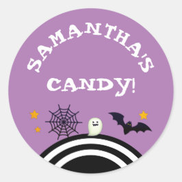 Adesivo Doces de Halloween Personalizados Lilás para Crian