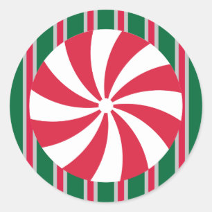 Adesivo Doces de hortelã-pimenta de Natal divertida e Rico