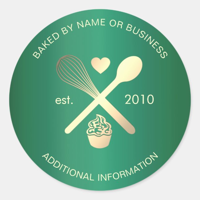 Adesivo Doces modernos de Cupcake de padeiro verde e Doura (Frente)