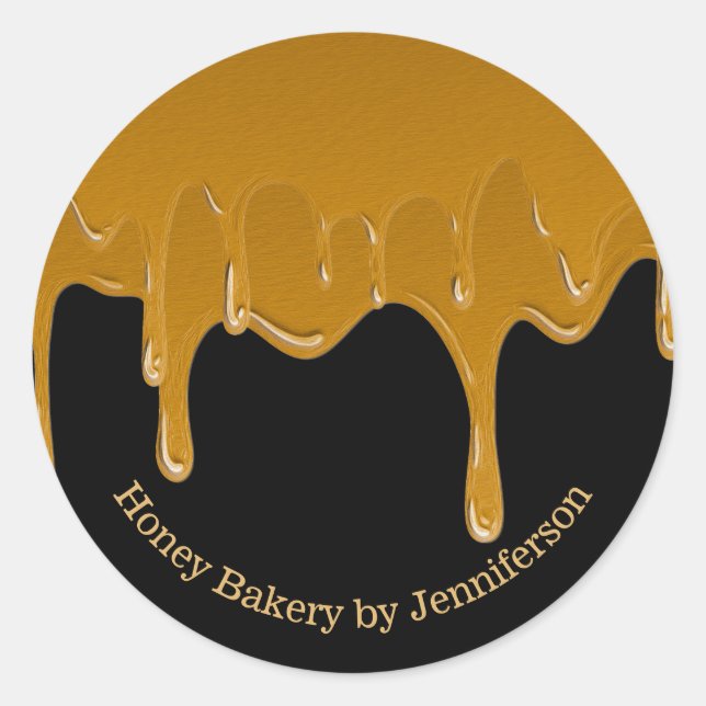 Adesivo Doces Padaria Honey Drip Gold Jar Preto (Frente)