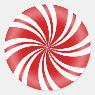 Adesivo Doces redondos de hortelã-pimenta, de cor vermelha