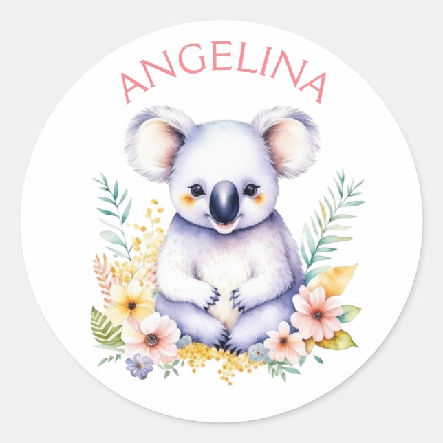Adesivo Docinho personalizado, Koala Bear Nursery Art (Frente)