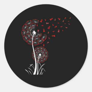 Adesivo Doença Cardíaca Dandelion Red Ribbon Cancer Sanguí
