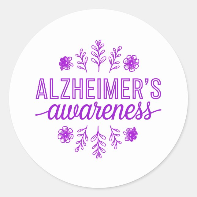 Adesivo Doença de Alzheimer Floral Roxa Conscientização (Frente)