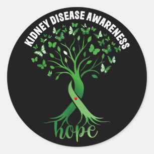 Adesivo doença renal conscientização fita verde árvore esp