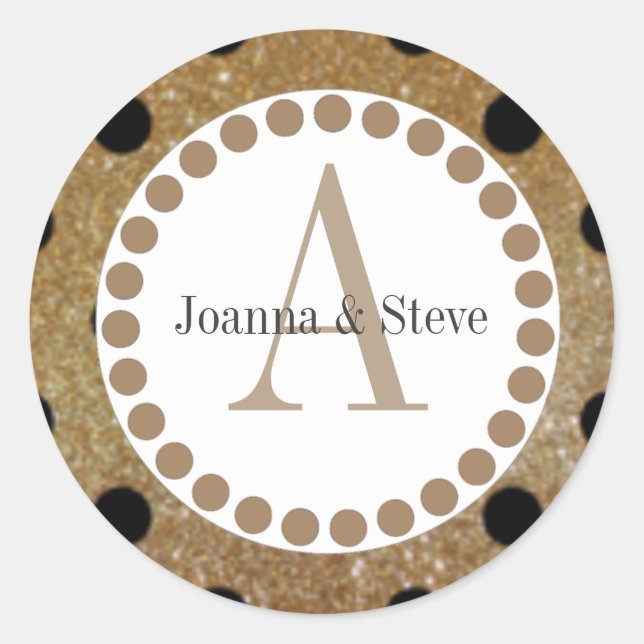 Adesivo Doentes do Moograma Dourados e Bolinhas Negros. (Frente)