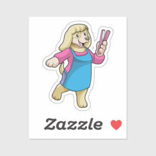 Adesivo Dog as Hairdresser with Comb