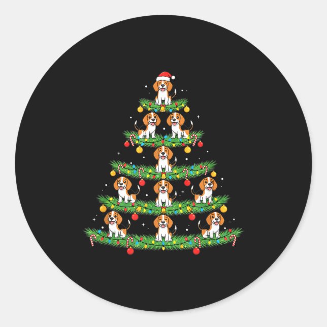 Adesivo Dog Christmas Tree, Beagle Puppy Holiday Design Fo (Frente)