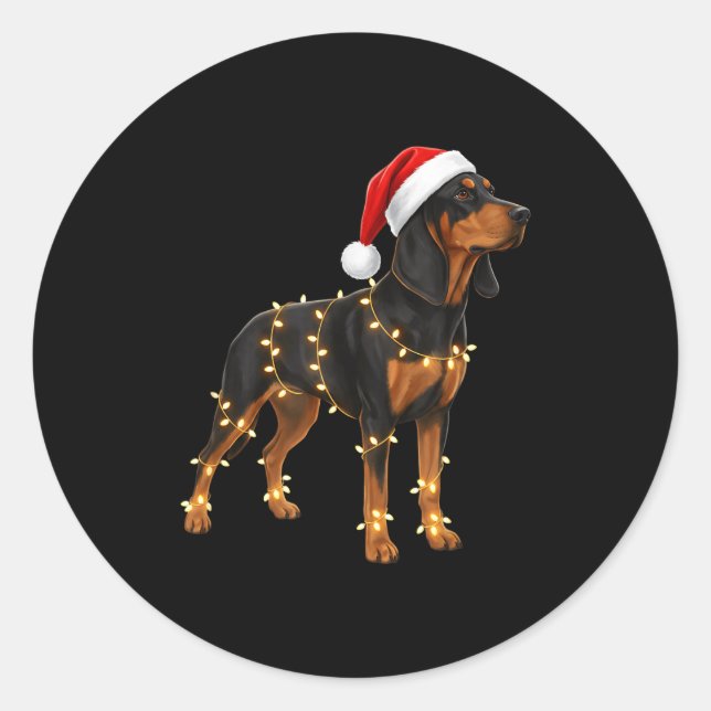 Adesivo Dog Dachshund Wrapped In Christmas Lights - Holida (Frente)