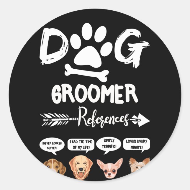 Adesivo Dog Groomer Gift References Grooming Dog Salon Spa (Frente)