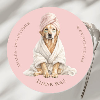 Adesivo Dog Groomer Spa Personalized Thank You Stickers