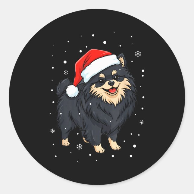 Adesivo Dog Holiday Meranian Dog Santa Illustration - Fluf (Frente)