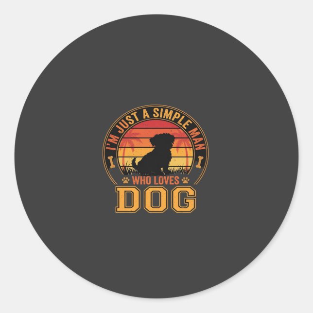 Adesivo Dog Lover Simple Man Retro Sunset (Frente)