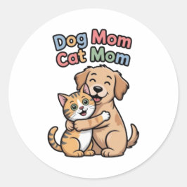 Adesivo Dog Mom Cat Mom Cute Dog And Cat Hug Sticker Pet L