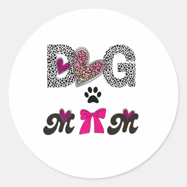 Adesivo Dog Mom Leopard Heart Sticker-Mom Lover Gift  (Frente)
