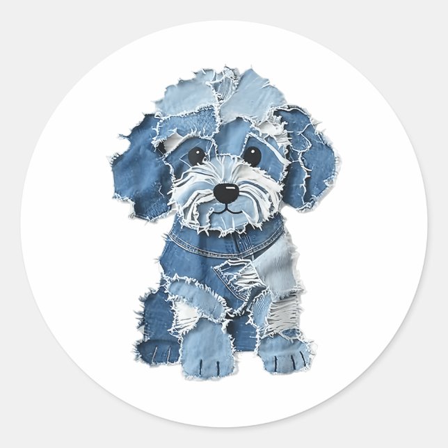 Adesivo Dog Pattern Denim Patchwork Art (Frente)