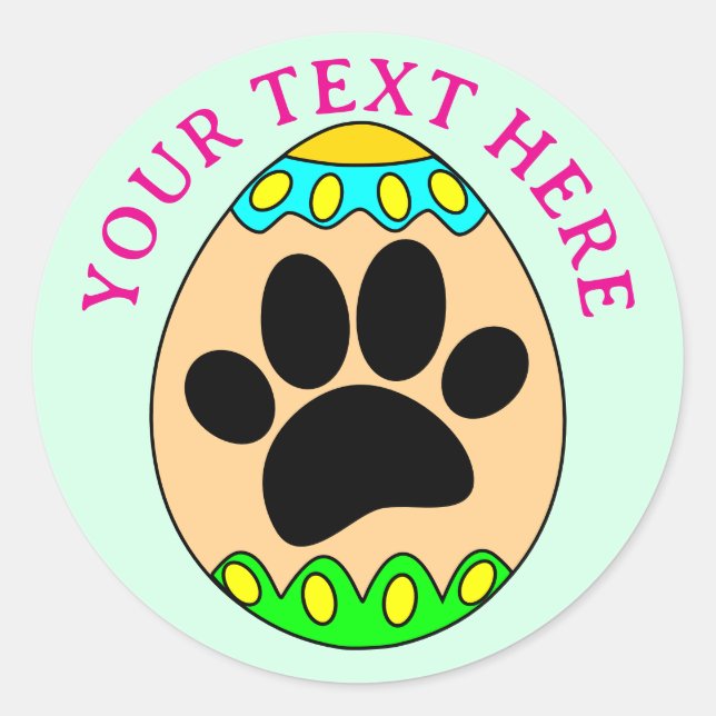 Adesivo Dog Paw Easter Egg Print Custom Text (Frente)