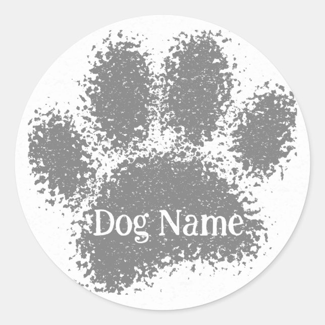 Adesivo Dog Paw Print Custom Name Rubber Stamp Effect (Frente)