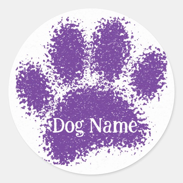 Adesivo Dog Paw Print Custom Name Rubber Stamp Effect (Frente)