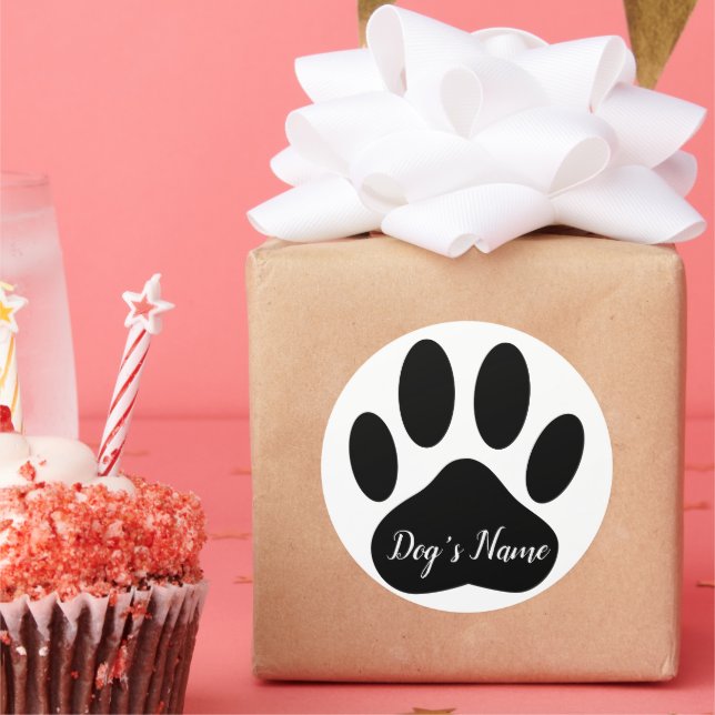 Adesivo Dog Paw Print With Custom Name Black (Festa)