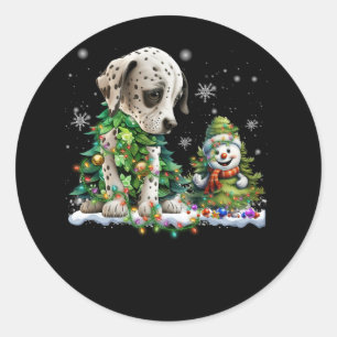 Adesivo Dog Xmas Tree Papais noeis de Iluminação Dalmático