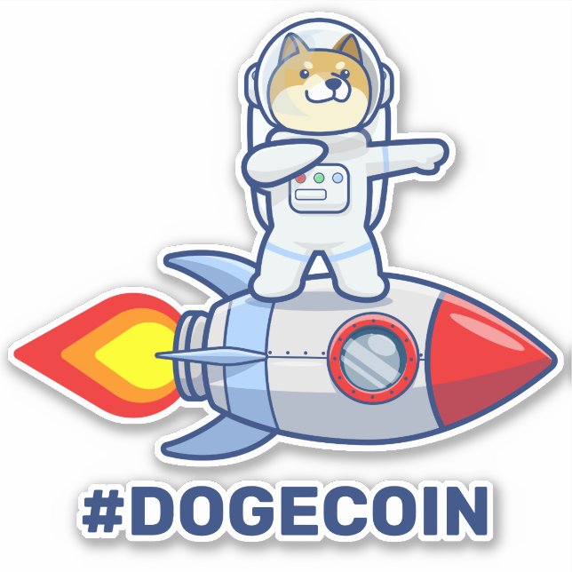 Adesivo Dogecoin Para A Cripto Do Cão Espacial Do Moon Roc (Frente)