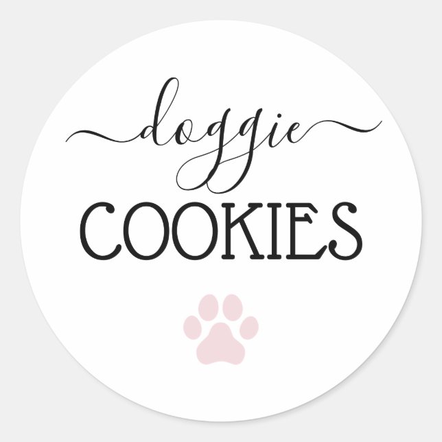 Adesivo Doggie Cookies Testa Favor da Caligrafia (Frente)