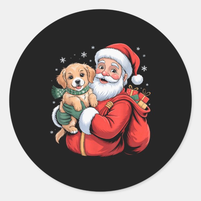 Adesivo Dogs Golden Retriever Puppy Santa Christmas Funny  (Frente)