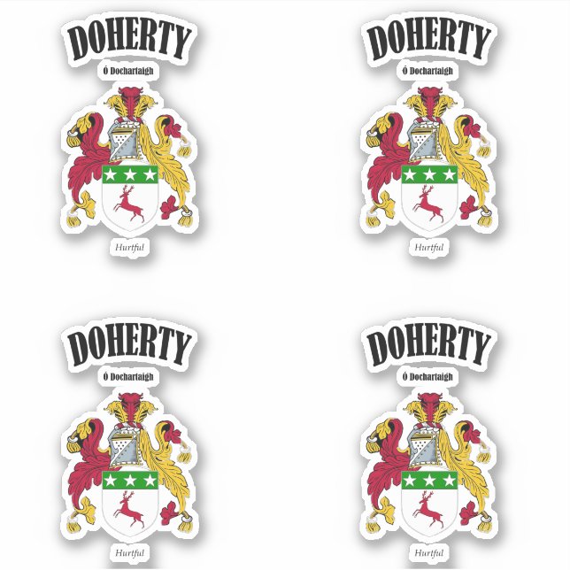 Adesivo Doherty Crest Tradução e significado irlandês (x4) (Frente)