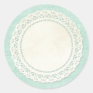 Adesivo Doily rústico do laço do país na serapilheira d