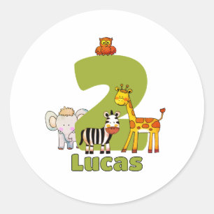 Adesivo Dois Animais Selvagens de Safari Aniversário de 2 