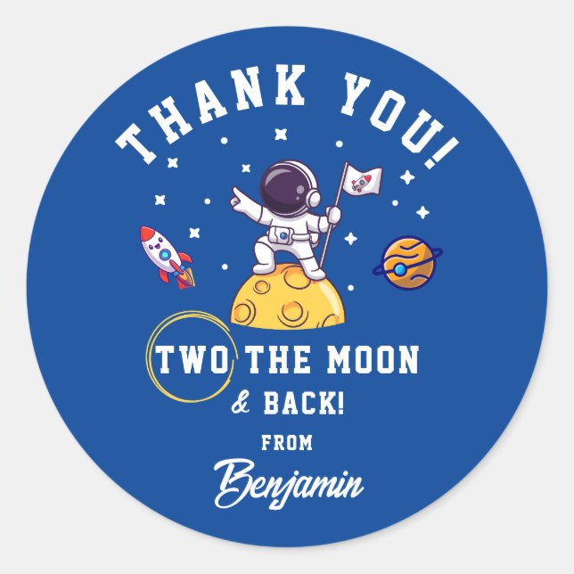 Adesivo Dois Até o Menino da Lua Aniversário Obrigado (Frente)