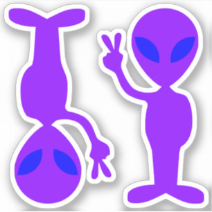 Adesivo Dois azul roxo pequeno aliens Eyed da paz