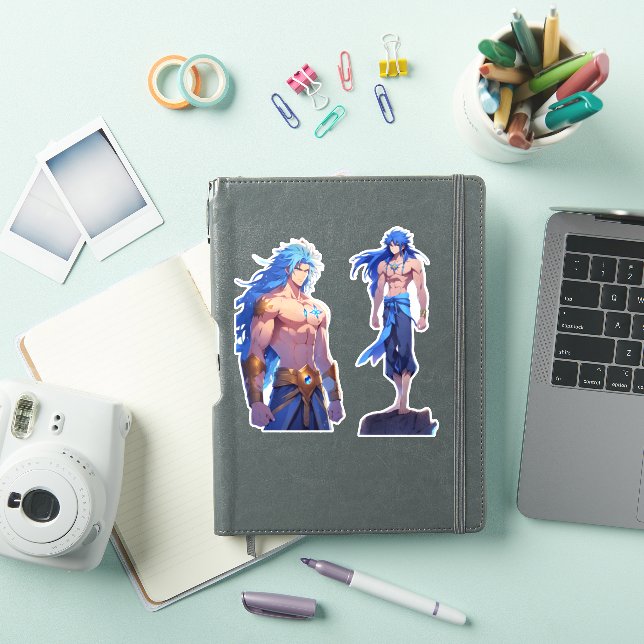 Adesivo Dois Blocos Fantasy Warrior Stickers | Cabelo Azul (Capa para iPad)