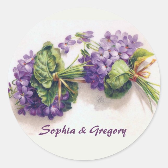 Adesivo Dois Buquês de Casamento Violeta Vintage (Frente)